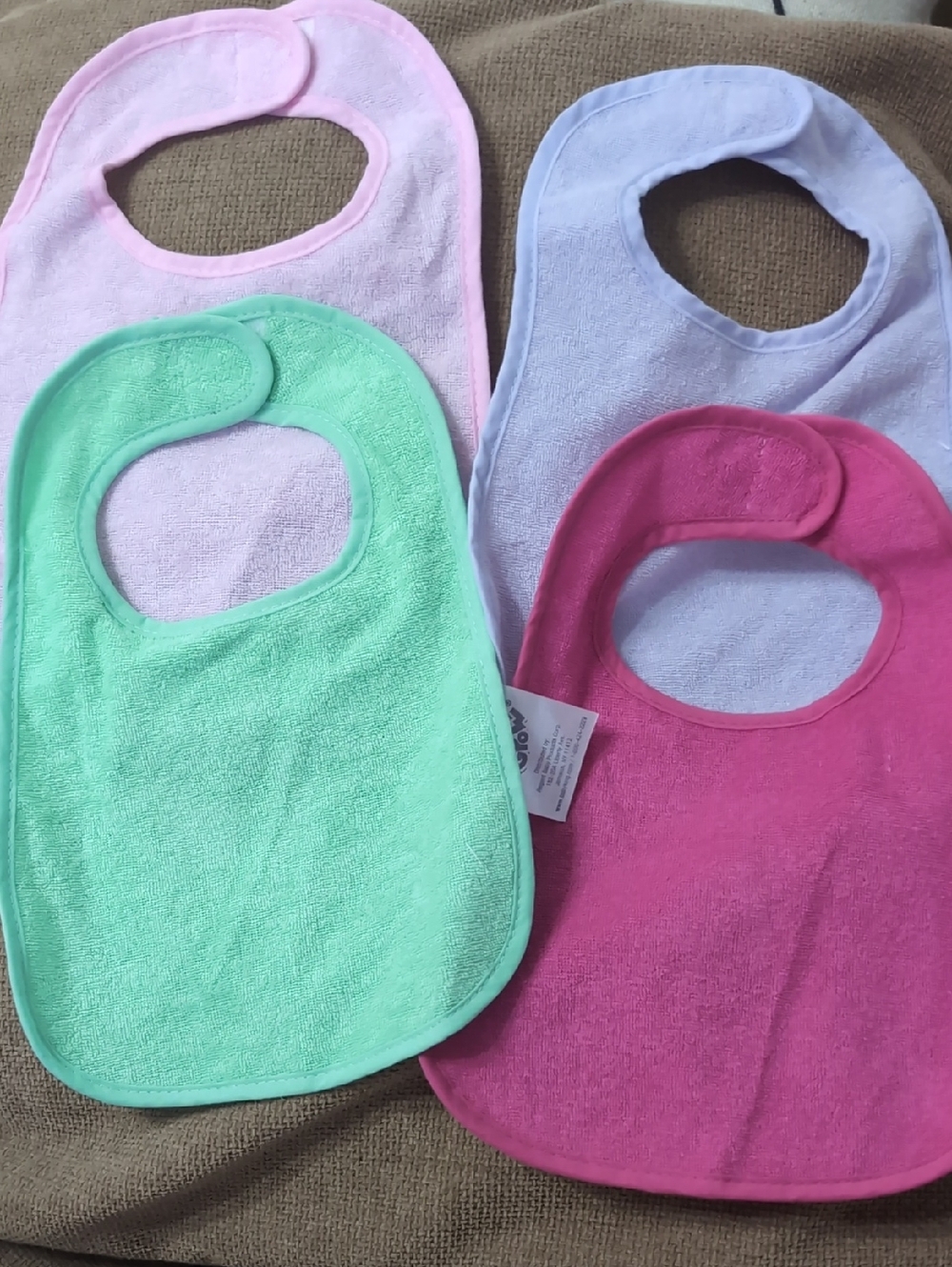 Source Unknown Baby Terry Bibs - Pink, Mint, Light Purple, Hot Pink